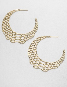 From the Serpentine Collection. An exotic yet minimalist style featuring a open, snakeskin-inspired design. 18k goldplated sterling silver14k gold post backImported 