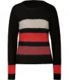 Style and comfort come together in this wool-mohair  sweater with colorful strips by Rag & Bone - Features a round neck, long sleeves and ribbed cuffs - Flattering, waisted silhouette - Pair with skinny jeans and mini skirts, with understated boots and favorite oversized handbag