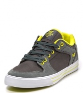 Run, rave, live. The Vaider suede sneaker has bold splashes of neon and a wide, contrast sole.