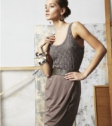 A faux-leather waistband contrasts this softly draped doo.ri for Impulse wrap-style skirt -- perfect for elegant-edge!