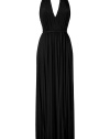 Make a stunning after-hours debut in Halston Heritages pleated black floor-length dress, detailed with intricate beading for ultra glamorous results sure to make an impact - V-neckline, halter strap, backless, fitted top - Pair with sky-high heels and a box clutch