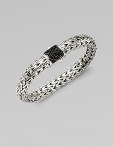 From the Chain Collection. A pretty, woven chain accented with black sapphire adorned clasp. Black sapphiresSterling silverPush clasp closureLength, about 7¾Imported 