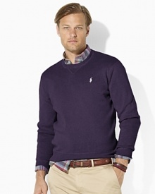 The pinnacle of preppy style, a pairs-with-anything crewneck sweater is rendered in luxurious combed cotton yarns for a soft, smooth hand.