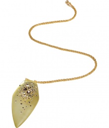 This glamorous necklace is an ultra-chic addition to any outfit - Stunning teardrop Lucite pendant with crystal stone embellishment on a filigree link chain - Style with elevated basics for day or with cocktail-ready attire for evening - Made by famous jewelry genius and celeb favorite Alexis Bittar