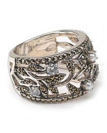 Take an elegant approach to accessorizing with this cocktail ring from Judith Jack. With an intricate leaf and petal design they are a natural after-hours choice.