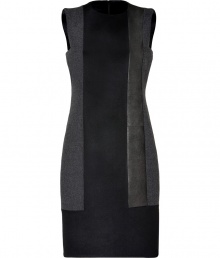 Inject an understated modern edge into your outfit with Akris exquisitely soft paneled wool dress, accented with matte-metal leather inserts for contemporary results perfect for taking from the office to chic cocktails - Round neckline, sleeveless, hidden back zip - Tailored fit - Wear with flawless pumps and a feminine cropped jacket