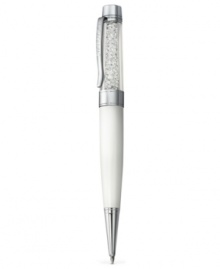 Make lasting memories. Swarovski's crystalline USB pen, with silver-tone and white pearl-colored details, as well as clear crystals, combines a bit of the old with the new in style and function. Approximate size: 5-4/5 x 6/10 inches. Memory 4 GB.