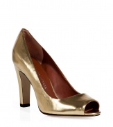 Inject instant elegance to your look with these adorable metallic peep-toe pumps - Peep-toe, metallic leather, chunky heel - Style with a retro-inspired shift dress or cropped trousers and a tie-neck blouse