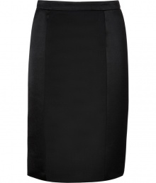 Finish your look on an exquisitely tailored note with Etros mixed-media pencil skirt, detailed with matte wool and shimmering stretch silk paneling for a dressy, contemporary finish - Hidden back zip, kick pleat, form-fitting - Team with feminine tops and stand-out platform pumps