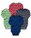 Start the day with plenty of options. Easily match the color to the mood with this striped bodysuit 4-pack from Carter's.