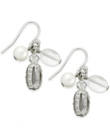 Classic chic. Lauren by Ralph Lauren gives the glass pearl a fashion infusion in its Town & Country drop earrings. Crafted from silver-tone mixed metal, the earrings feature glass accents for a glistening look. Approximate drop: 1-1/8 inches.