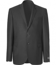 Timeless black jacket in pure wool - loads of style with jacquard stripes woven in - rich version of the 24/7 office pant - single-breasted with two buttons - slender lapels - slim cut - minimal tailoring - classic long-waisted - serious for work, universally trendy for free time with jeans, dress shirt and tee