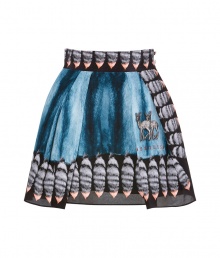 Take on this seasons penchant for prints with Vassilisas darling deer print silk mini-skirt - Hidden side zip, button closures, pleated - Feminine flared fit - Team with modern knit tops and jet black patent leather flats