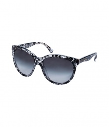 Take this seasons love for everything lace to your eyewear collection with Dolce & Gabbanas oversized sunglasses - Transparent acetate frames embedded with black lace, gradient navy lenses, embedded gold-toned wire handles, gold-toned metal logo at temples - Lens filter category 3 - Comes with a lace covered hard case with logo engraved plaque and drawstring pouch