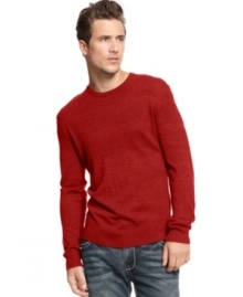 Dress to casual perfection in this understated, yet multi-faceted long sleeve sweater from INC International Concepts.