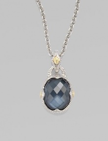 From the Contempo Collection. Faceted blue quartz and hematite doublet oval pendant hangs from a sterling silver link chain. Blue quartz Hematite 18K yellow gold Sterling silver Length, about 17 Lobster clasp closure Imported 