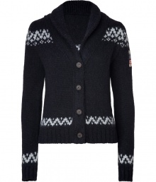 Ultra soft with its Alpaca blend, True Religions Buddha knit cardigan lends an effortless cool (and cozy) edge to any outfit - Shawl collar, long sleeves, button-down front, wooden buttons, ribbed trim, logo patch on sleeve - Slim fit - For a sporty look, wear with jeans and weather boots