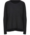 Cozy and contemporary, Vinces side-button pullover is a cool way to give your knitwear collection an understated modern edge - Wide neckline, long sleeves, dropped shoulders, ribbed trim, allover textural knit, concealed buttoned slit sides, longer back - Easy fit - Wear with tissue tees and favorite skinnies for a Downtown-cool look