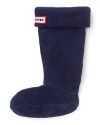 A supersoft and cozy sock that looks just like Hunter's classic welly, with fold top and logo appliqué.