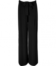 Get the pants-centric look of the moment in this chic, wide leg silk pair from Raoul - High waist, self-tie waist belt, wide leg silhouette, flared, loose fit - Wear with a fitted blouse, a blazer, and platform pumps