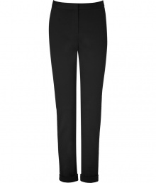 Your office-ready look just got more stylish with these cuffed skinny pants from Donna Karan - Flat front, skinny leg, cuffed hem - Wear with a tie-neck blouse and embellished ballet flats