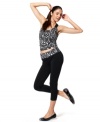 Get active in this easy crossback tank top from Ideology. A fun print adds style; a built-in shelf bra lends support!