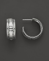 From the Bedeg collection, John Hardy's chic hoop earrings are crafted from sterling silver and feature a polished basket-weave pattern.