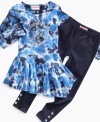 She'll send a peaceful message wherever she goes in this modern tie-dye tunic and legging set from Flapdoodles. (Clearance)