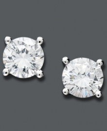 Simply stunning. Juliet's simple stud earrings feature certified, round-cut diamonds (1/2 ct. t.w.). Crafted in 14k white gold. Approximate diameter: 5 mm. Juliet diamonds feature 97 facets, which enhance the brightness and light performance of the diamond. Juliet diamonds are available only at Macy's.