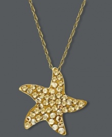 Dive in to sweet, summery style. Kaleidoscope's polished pendant features a trendy starfish shape accentuated by sparkling Swarovski elements and clear crystals. Set in 18k gold over sterling silver. Approximate length: 18 inches. Approximate drop: 7/10 inch.