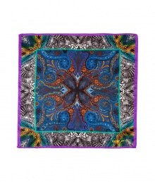 Channel your inner dandy with Etros characteristic print silk pocket square - Solid purple border - Fold into a square and pair with modern tailored suits