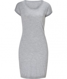 Detailed in super soft cashmere with a sleek look, Iris von Arnims short sleeve dress is a chic choice for streamlining workweek looks - Scoop neckline, short sleeves, fine ribbed trim, pull-over style - Form-fitting - Wear with a tailored blazer and leather boots