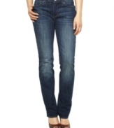 A classic straight-leg silhouette and a dark, faded wash gives these jeans from Levi's the look of broken-in favorites!