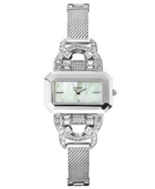 A dazzling design grabs the spotlight in this crystal-embellished timepiece from GUESS.