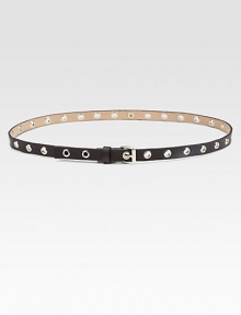 Soft Italian leather complemented by edgy studs.LeatherAbout .75 wideMade in Italy