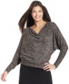 Studio M's sweater features a flattering cowl neckline, dolman sleeves and a luxe space-dyed effect.