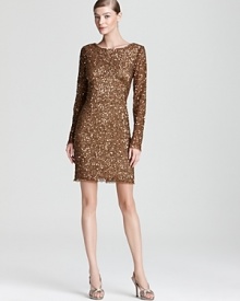 Bedecked in sparkling sequins, this Adrianna Papell dress is your ticket to eye-catching (and light-catching) evening glamour.