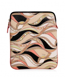 Opt for the iconic and stash away your favorite tech accessory in this characteristic print iPad case from Emilio Pucci - Printed PVC outside, Coral leather trim, top zip closure - Great for everyday, also makes a superb gift