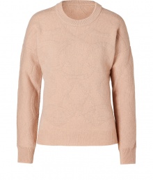 With its pretty blush hue, this versatile wool pullover from Jil Sander is an effortless style solution for your new season staples - Round neck, long sleeves, ribbed trim, allover textural knit patterning - Slim silhouette - Wear with skinny jeans, tailored trousers, or a mini-skirt