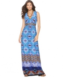 Take your look to new lengths: NY Collection's global-glam printed maxi dress makes an exotic impression.