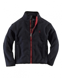 Soft winter fleece and featherweight microfiber team up to create a warm, modern mockneck zip jacket that's perfect for layering or as a finishing touch.