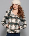 Dollhouse's plaid jacket is oh-so-cute with a fashionable length that is nothing short of chic! Wear it with jeans or a flirty mini skirt for some preppy fun.