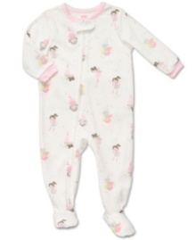 Fill her dreams with the stuff fairy tales are made of when she's in this cozy fleece footed coverall from Carter's.