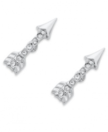 Pointing the way to cute style, these arrow stud earrings from Juicy Couture are embellished with glittering crystal accents. Crafted in silver tone mixed metal. Approximate drop: 1/2 inch.