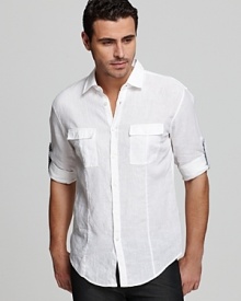 BOSS Black Omar Linen Sport Shirt - Slim Fit