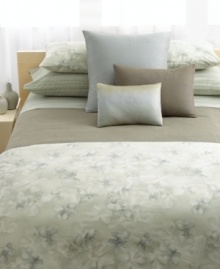 Style meets serenity with the cool tones and watercolor blossoms of Calvin Klein's Mercury Flower sham. Featuring luxurious 220-thread count combed cotton percale; reverses to self.