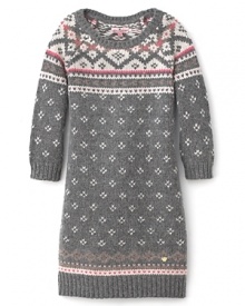 Classic winter perfection, this Juicy Couture sweater dress charms with a trend-right fair isle weave and relaxed silhouette.