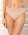 Pretty lace trim adds a beautiful touch to this comfortable everyday brief by Naomi & Nicole. Style #A164