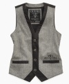 Prep up his look with this versatile tweed vest by Guess.