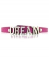 Live the dream. This mini affirmation bracelet from BCBGeneration, crafted from silver-tone mixed metal and pink glitter PVC, makes staying in style an attainable goal. Approximate length: 8 inches.